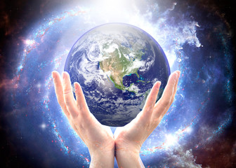 Woman holding globe on her hands