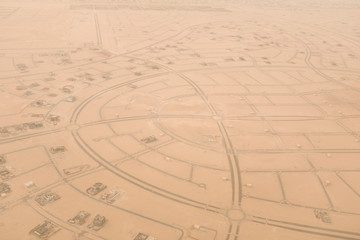 aerial view of a town in desert