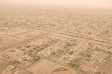 aerial view of a town in desert