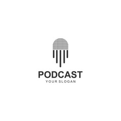 podcast logo template design vector