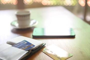 Credit card with shopping online , Online paying shopping concept. 