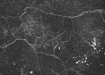 Distress old cracked concrete texture, vector illustration. Black and white grunge background. Stone, asphalt, plaster, marble.