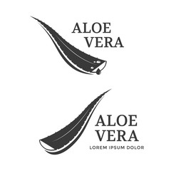Aloe Vera label or emblem vector illustration. Leaf Aloe Vera