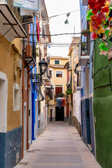 Fototapeta na wymiar Colorful facades in Villajoyosa waterfront district, Costa Blanca, Spain