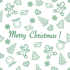 Seamless pattern with christmas, new year symbols.