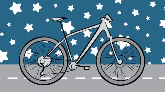 Bicycle scetch and stars background