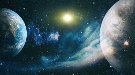 planets, stars and galaxies in outer space showing the beauty of space exploration. Elements...