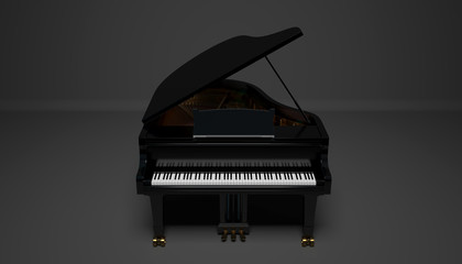 black gard piano on a dark background, 3d illustration © zeleniy9