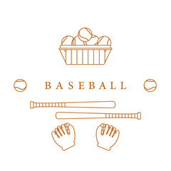 Gloves, balls, baseball bats. Baseball equipment.