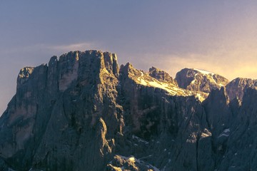 Fototapeta premium glacier on rocky mountain in summer season