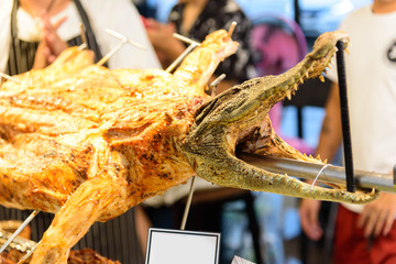 crocodile grill on the stove