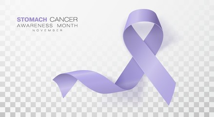 Stomach Cancer Awareness Month. Periwinkle Color Ribbon Isolated On Transparent Background. Vector Design Template For Poster.