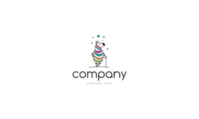Vector logo which depicts a funny zebra that stands leaning on a cane.