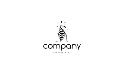 Vector logo which depicts a funny zebra that stands leaning on a cane. © Дмитрий Василега