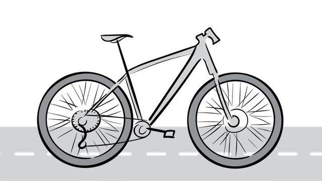 Bicycle scetch on gray road