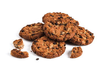 chocolate cookies chip isolated on white background