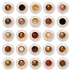 collage of Italian coffee on a white background