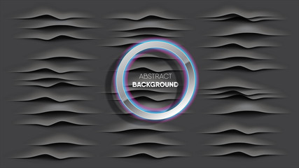 Realistic black charcoal wave stripes background. Smooth like silk fabric and paper art style. EPS10, VECTOR, Illustration. Resolution 16:9.