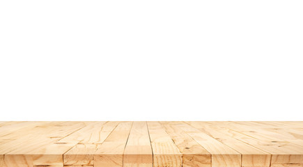 Beautiful texture wood table top texture on white background.For create product display or design key visual
