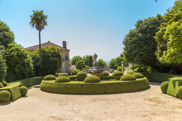 Homestead Pazo de Oca, Spain. The picturesque fountain in the gardens