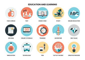 education icons set for business