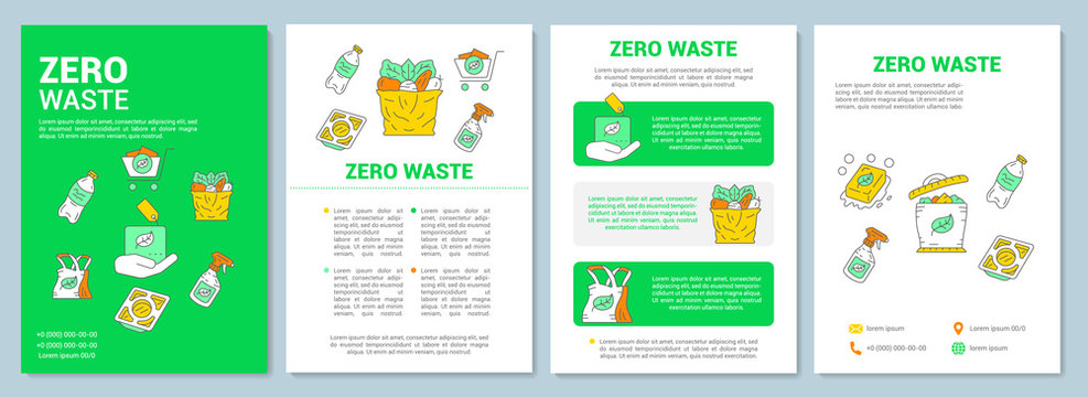 Zero waste lifestyle brochure template layout. Environment protection flyer, booklet, leaflet print design with illustrations. Vector page layouts for magazines, annual reports, advertising posters