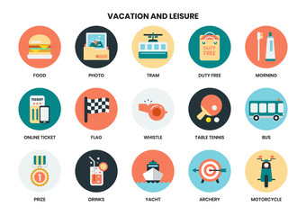 Vacation icons set for business