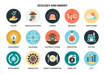energy icons set for business