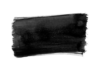 Rectangle shape black ink drawn by hand with a brush.