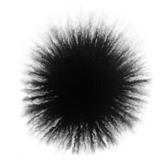 Circle shape black ink spots drawn by hand with a brush.