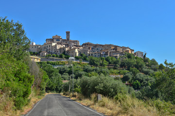 Tourist trip in the medieval village of Prossedi, in Italy.