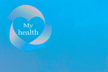 Logo of a heart with an inscription on a blue background