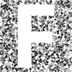 F letter color distributed circles dots illustration