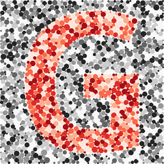 G letter color distributed circles dots illustration