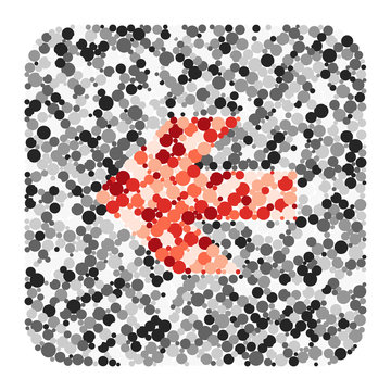 Left arrow color distributed circles dots illustration