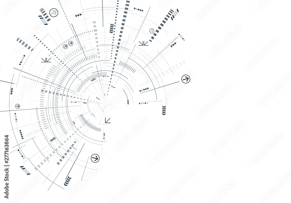 Poster abstract 3d futuristic illustration. white background with lines and small elements. modern technolo