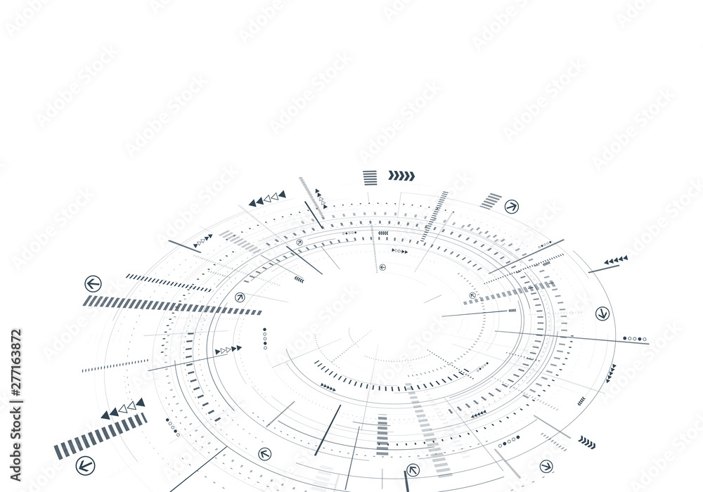Poster abstract 3d futuristic illustration. white background with lines and small elements. modern technolo
