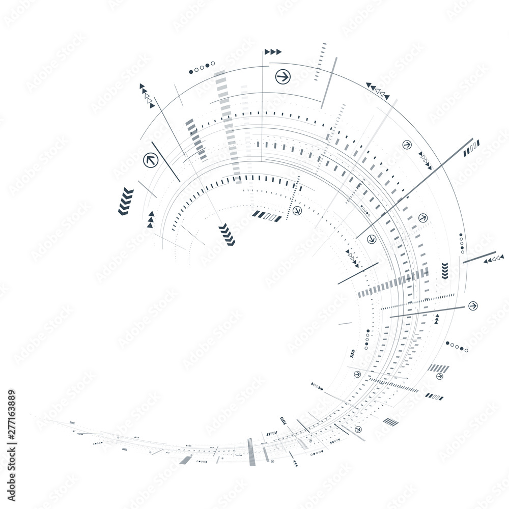 Poster abstract 3d futuristic illustration. white background with lines and small elements. modern technolo