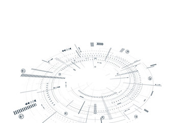 Abstract 3d futuristic illustration. White background with lines and small elements. Modern technology eps 10 vector.