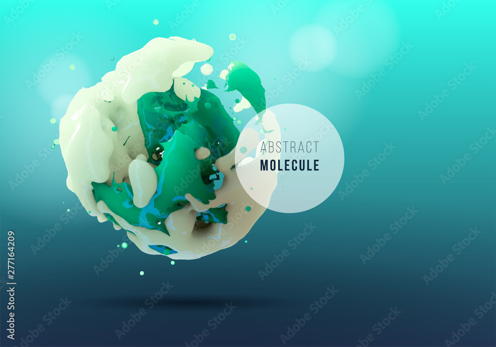 Poster abstract background with realistic 3d molecule. organic vector structure