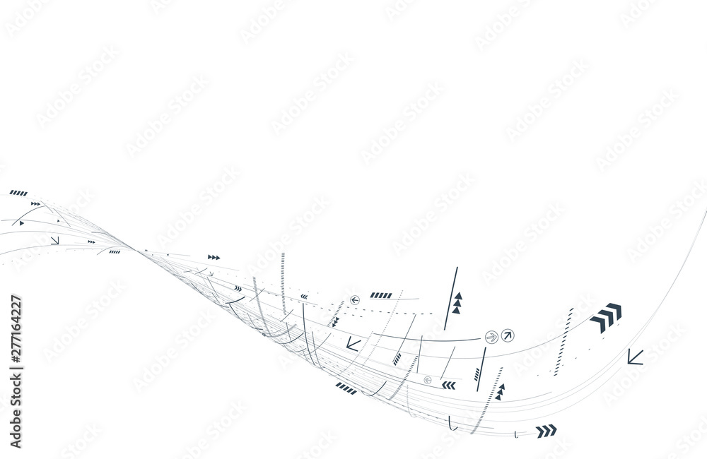 Poster abstract 3d futuristic illustration. white background with lines and small elements. modern technolo