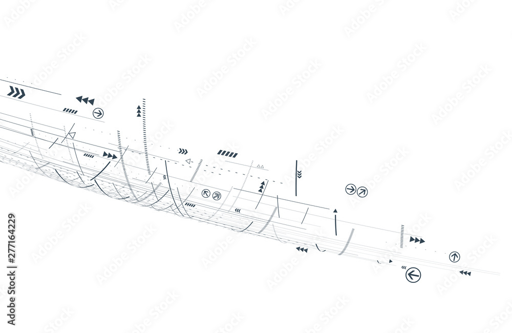 Aufkleber abstract 3d futuristic illustration. white background with lines and small elements. modern technolo