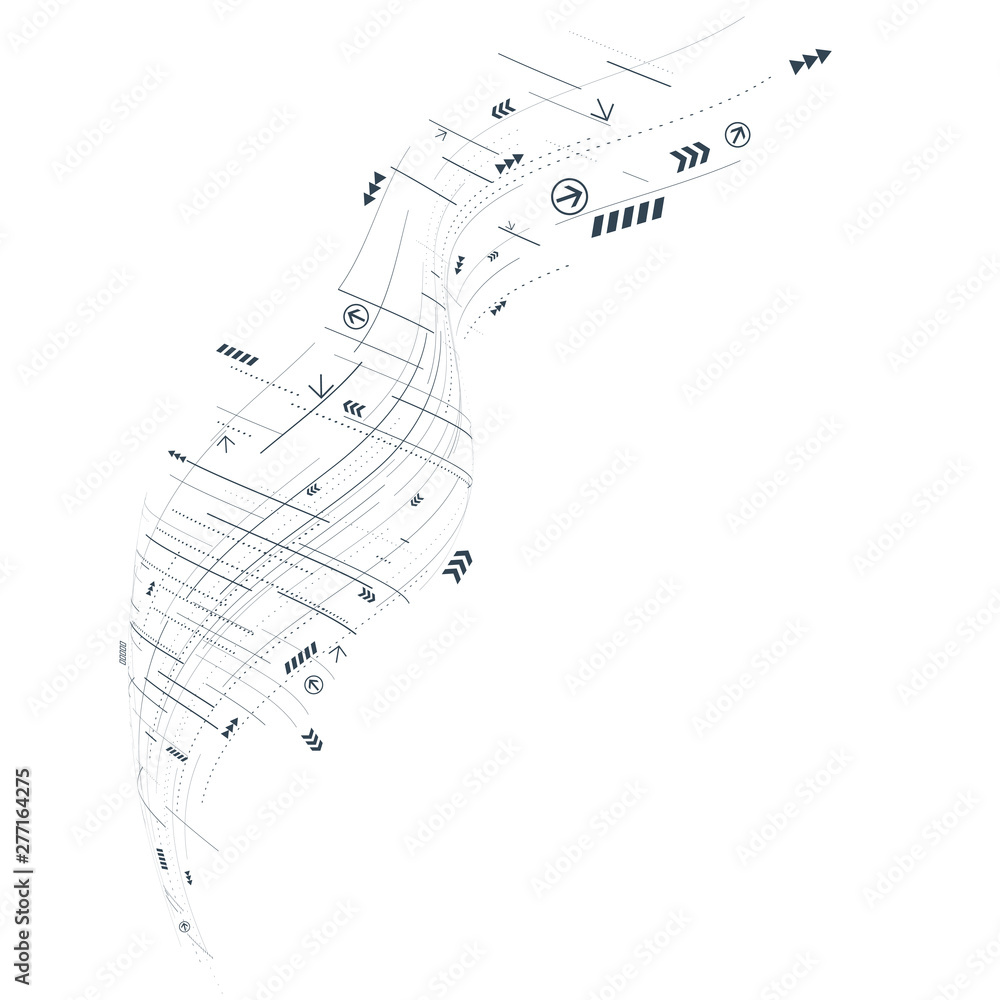 Poster abstract 3d futuristic illustration. white background with lines and small elements. modern technolo