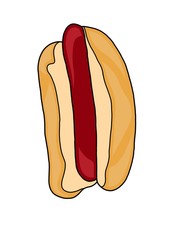 Tasty hotdog with sausage 