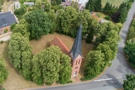 aerial view of church in Uelitz, germany