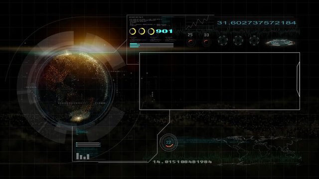 HUD interface technology, futuristic hologram display with center space for text or content, 4K futuristic footage, This element complete by NASA