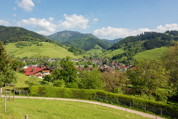 Fototapeta na wymiar The small village Muenstertal in the Black Forest