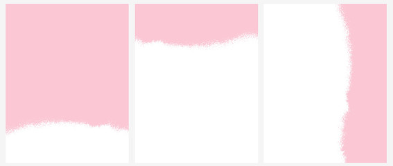 Set o 3 Abstract Geometric Graphics. Irregular Pink Stripes on a White Background. Funny Simple Creative Design for Cover, Layout, Printing. Infantile Style Rough Grunge Lines Vector Prints.