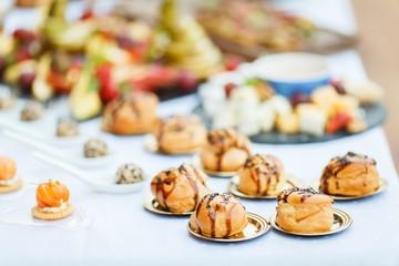 Profiteroles with pate on the holiday table