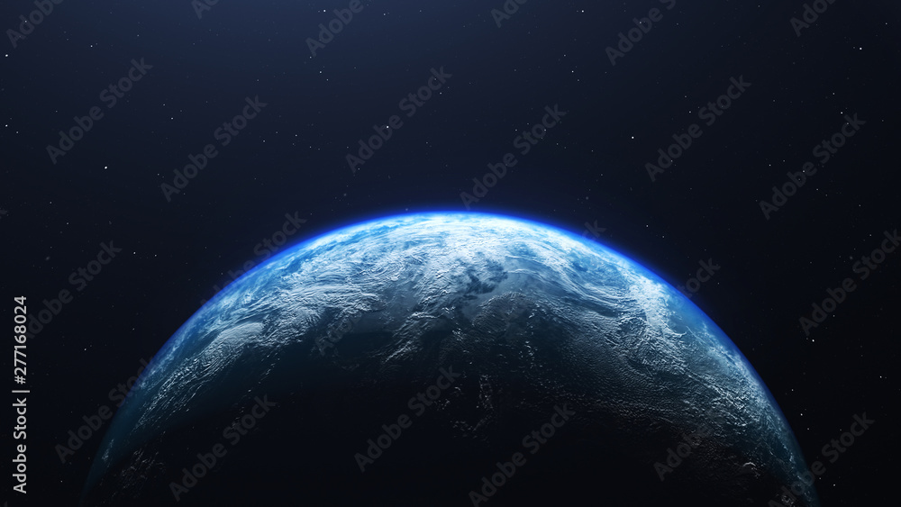 Wall mural earth planet viewed from space , 3d render of planet earth, elements of this image provided by nasa